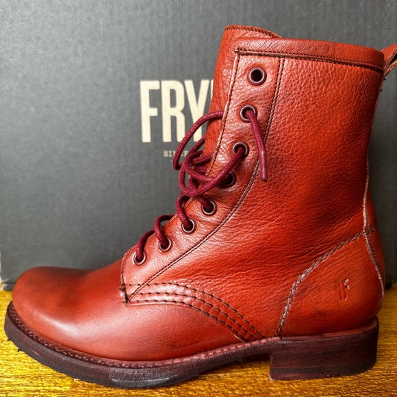 Frye Veronica Combat Boot Red Clay 6.5 - Picture 2 of 12